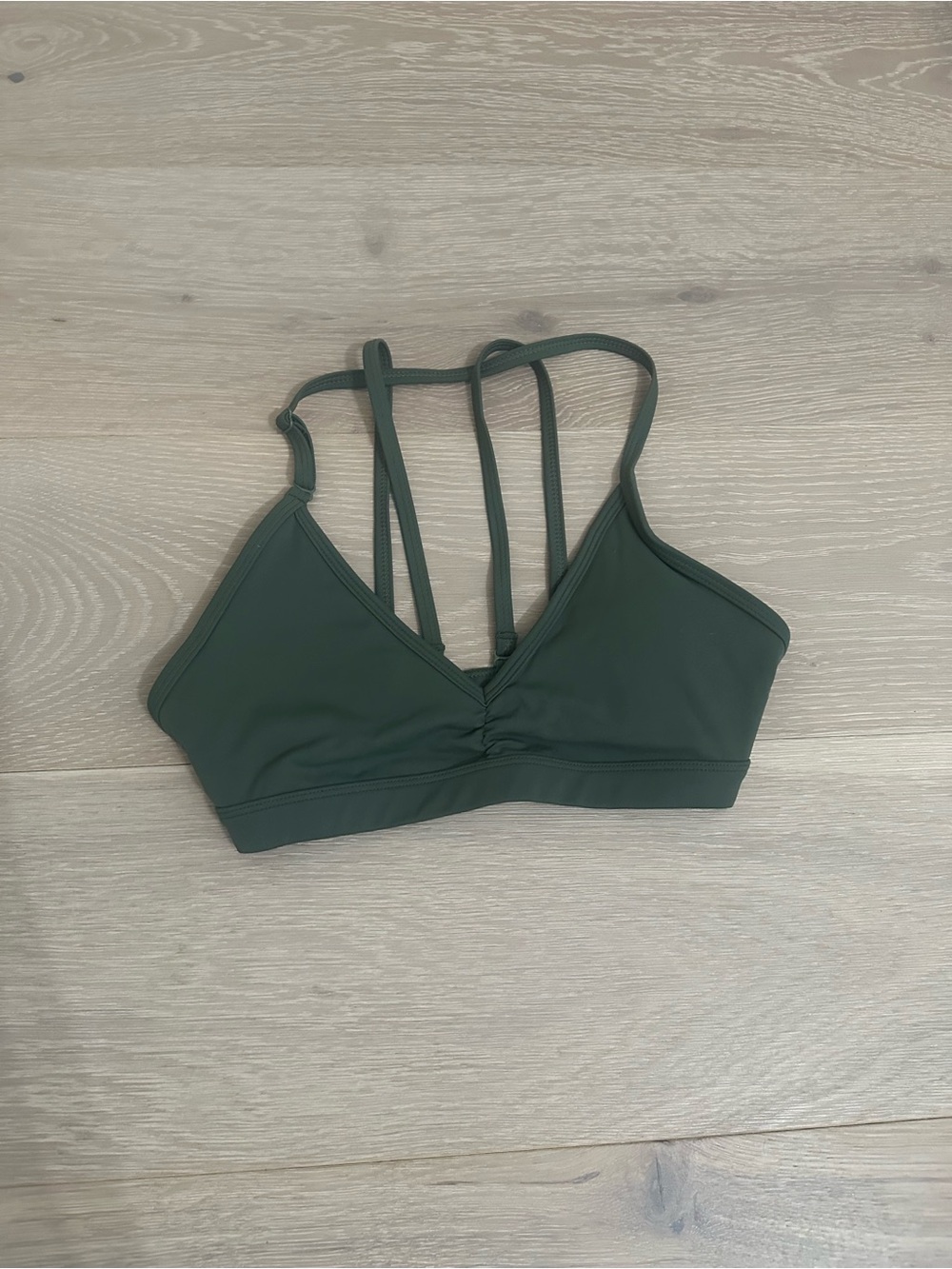 Amazon Olive Green Strappy V-Neck Sports Bralette